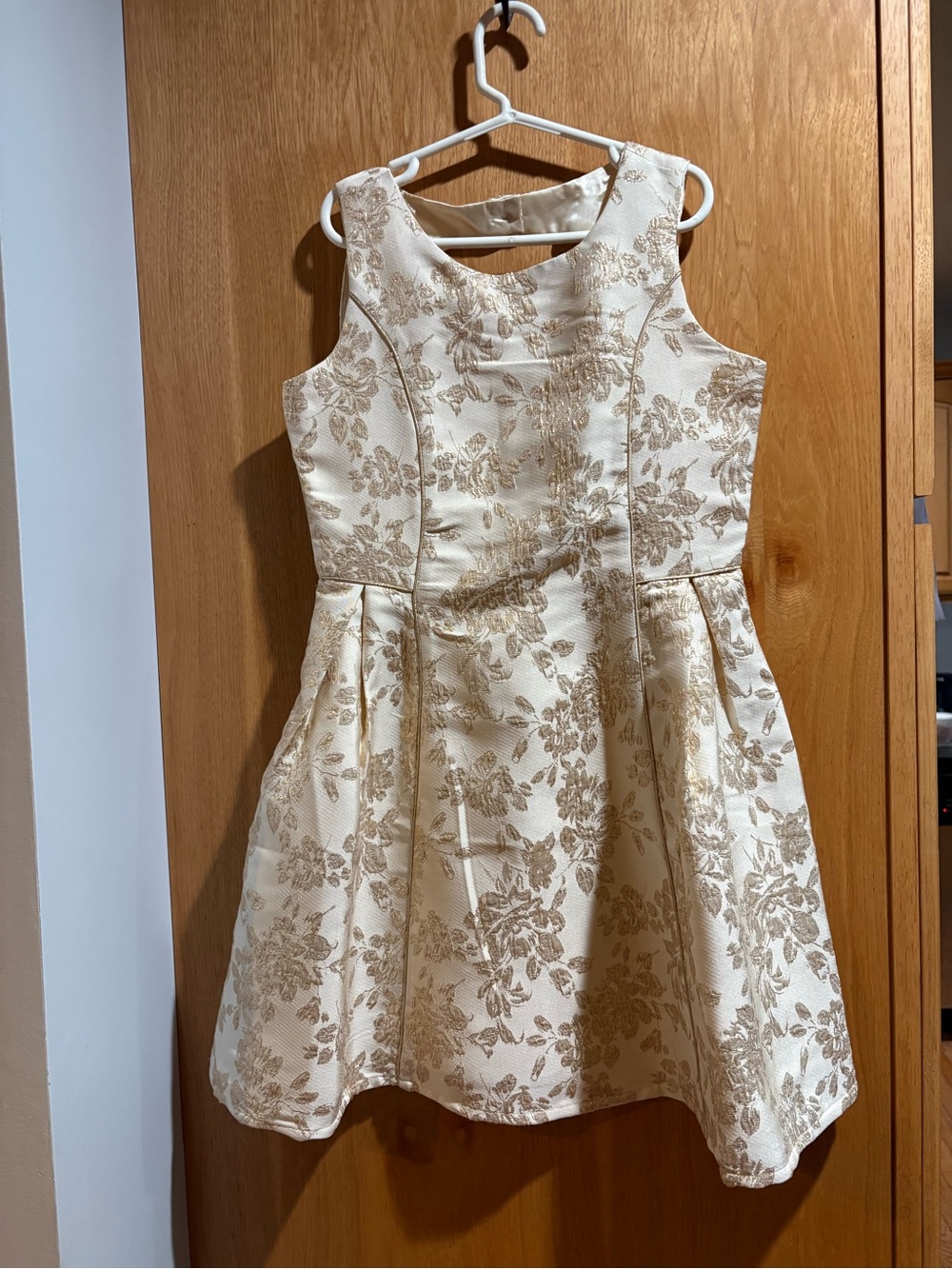 The Children's Place Cream and Gold Floral Jacquard Party Dress
